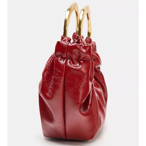 NEW Zara Runched Red Handbag - Picture 4 of 5